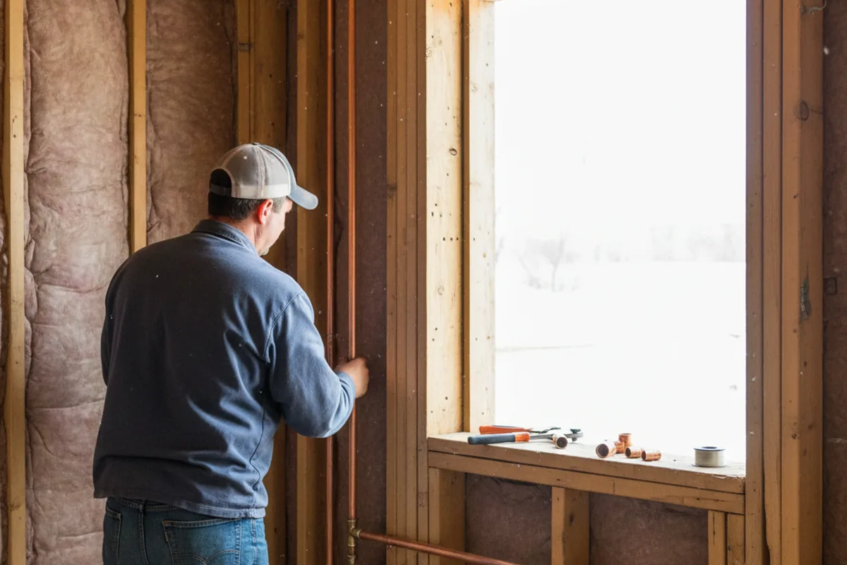 Licensed plumber running new copper supply lines in a Shelbyville home